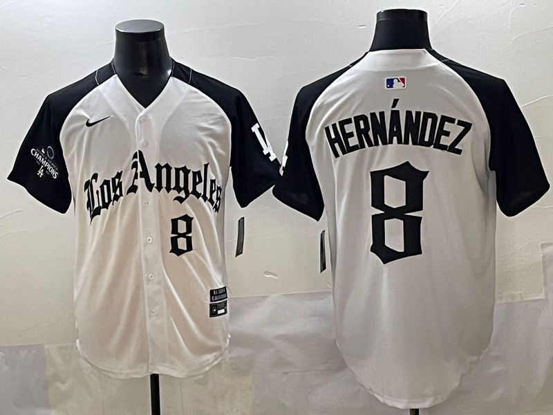 Men 2025 Los Angeles Dodgers #8 Hernandez White black Five generations Joint Name Nike MLB Jersey style 5265->los angeles dodgers->MLB Jersey